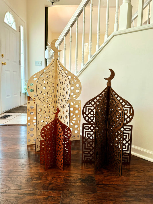 Islamic Wooden Lanterns – Set of 3 | Home Décor